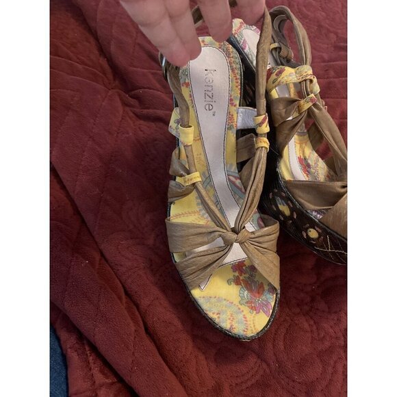 Retro Kenzie women’s 8M CUTOUT Swedge, sandals, leather floral wedge platform - Picture 10 of 10